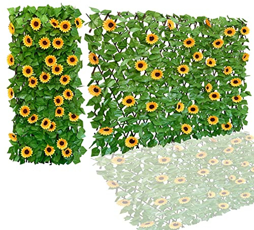 JOYSFIT Expandable Fence Privacy Screen for Balcony Patio Outdoor,Decorative Faux Ivy Fencing Panel,Artificial Hedges (Single Sided Leaves) (1)