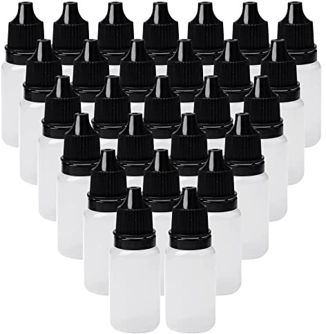 Jetisva 50 PCS Paint Dropper Bottles 20ml Plastic Eye Dropper Bottle Clear Squeezable Eliquid Bottles Empty Pinch Bottle with Cap for Eye Liquid Essential Oil Paint Sample Bottles (Black)