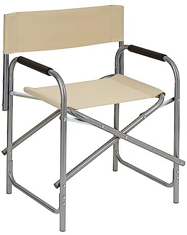 Baroni Home klappbarer Regiestuhl aus Stahlrohr, ergonomischer Klappstuhl mit Rückenlehne, faltbar und platzsparend, aus Leinwand, für Camping, Meer und Strand, 56x44x76 cm, Ecru