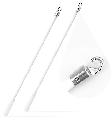 Bacchetta cieca in fibra di vetro bianca da 43 cm con gancio in metallo, bacchetta per inclinazione cieca per finestra, parti di ricambio per controllo della bacchetta per ciechi verticali, asta per