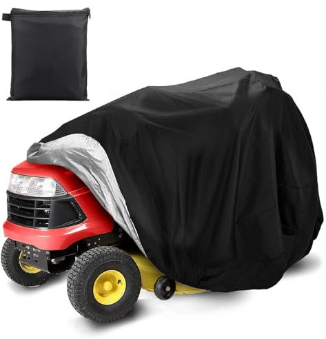 Rasentraktor-Abdeckung, Wasserdichte Rasentraktor Abdeckplane, 210D Oxford Traktorabdeckungen mit Aufbewahrungstasche, UV-Beständig Rasenmäherabdeckung für Garten und Außenbereich 183x137x117cm