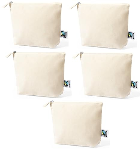 ADRI - Estuche Neceser para Regalar, Bolsa con Cremallera de algodón para Pintar o Personalizar. 23 x 17 x 6 cm. Bolsas Neceser de Viaje (Beig, 5)