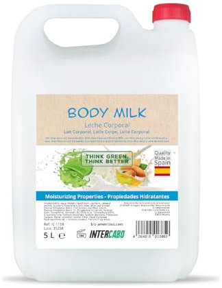 Intercabo – Lait Corporel 5 L à l’Aloe Vera et au Lait d’Amande • Hydratation Quotidienne • Texture Fluide à Absorption Rapide • Pour Peaux Sèches ou Sensibles • Idéal pour Usage Professionnel