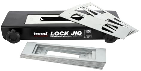Trend Professional Lock Jig, Adjustable Fence for 34mm-58mm Doors, Quick-Release Clamps, 20 Interchangeable Templates, Lock/JIG/C