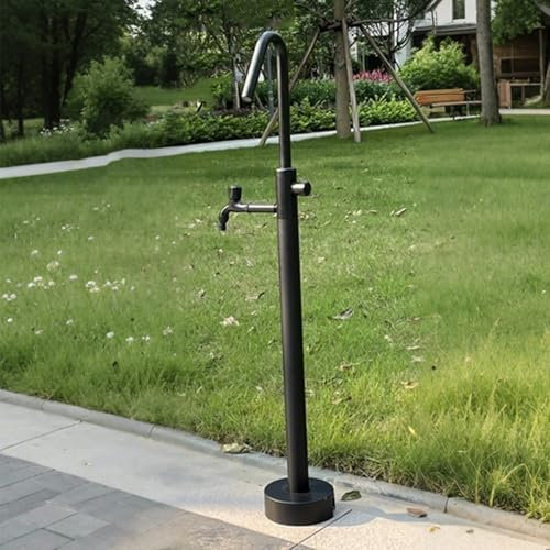 Columna de Agua para Jardín con Grifo, Tubería de Agua Anticongelante para Exteriores, Fuente de Columna para Lavar y Regar(Black,80cm/31.5in)