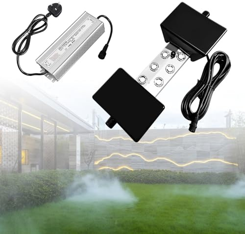 Zertylre Nebulizzatore ad ultrasuoni, 6 teste, 5000 ml/h 200 W, macchina per nebbia con boa IP67, impermeabile, perfetto per stagno, giardino, prato, giardino roccioso, serra, Halloween, decorazione