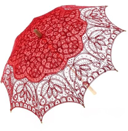 Spetsparaply, Spetsparaply for bröllopsdekoration och foto i flerfärgad färg(Red)