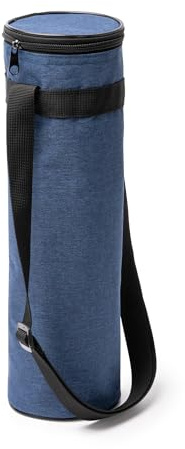 Bolso Térmico para Botellas hasta 1,5L, Poliéster, Azul Melange, Correa Ajustable, Cierre de Cremallera, 35x11 cm