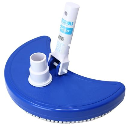 Swimline HYDROTOOLS Manual Pool Vacuum Head Attachment For Inground & Above Ground Pools |Weighted Swimming Pool Vac Head Half Moon W/Bristles| Swivel Hose 1-1/4 or 1-1/2’’| Clean Debris Corners