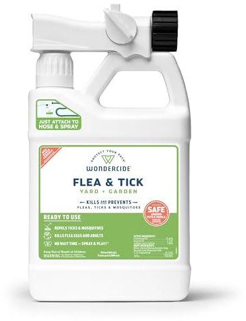Wondercide - Spray para jardín listo para usar contra pulgas, garrapatas y mosquitos con aceites esenciales naturales – Mata mosquitos e insectos, tratamiento y repelente - A base de plantas - Seguro