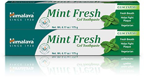 Himalaya Mint Fresh Gel Toothpaste, Fluoride Free to Reduce Plaque & Brighten Teeth, 6.17 oz, 2 Pack