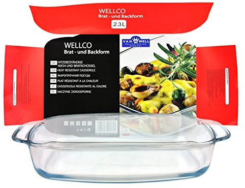 Van Well Brat- & Backform eckig – 2,3 l Auflaufform 34 × 21,5 cm – Ofenfeste Gratinform aus robustem Kochgeschirr – Für Aufläufe, Braten & mehr