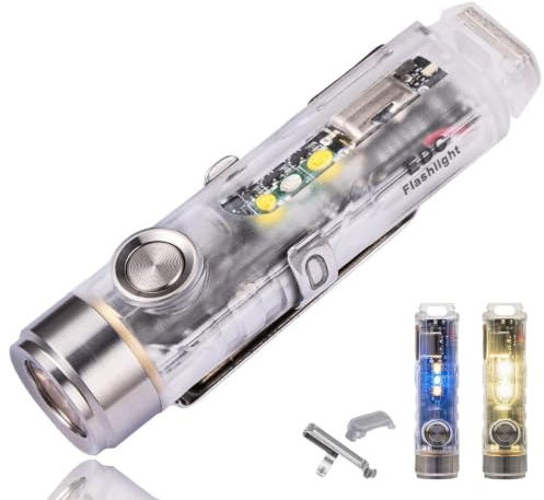 RovyVon G4 Aurora A8 USB-C LED Keychain Flashlight, Momentary On, Lock Mode, Max 650 High Lumen Super Bright with EDC Mini Size, USB-C Rechargeable,8 Modes,Gift for Checking,Reading(365nm/White)