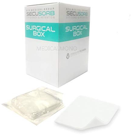 MEDICALMONO M26512 Compresse di garza in TNT STERILI cm 10X10 cm (50 buste da 5 garze) - Tot. 250 pz - TNT SECUSORB in Surgical Box - 4 strati - 10X10 (50 buste da 5 garze) - Tot. 250 pz