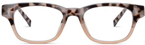 Peepers by PeeperSpecs Women's Layover Square Blue Light Blocking Reading Glasses, Gray Tortoise/Pink, 49 + 1.5