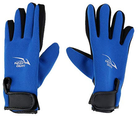 Inzopo 1 Paar 2 mm Neopren-Handschuhe, wasserdicht, rutschfest, warm halten, für Herren und Damen, Tauchen, Tauchen, Schnorcheln, Surfen, Winter, Schwimmen, Outdoor, Blau, L