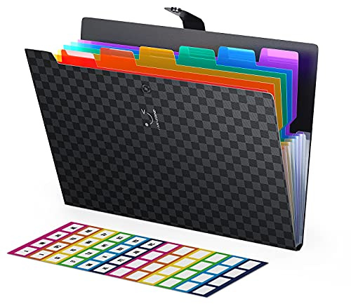 ABC life Trieur 7 Compartiments A4,Amélioré Plastique extensible accordéon dossiers de fichiers Document Organiseur Classeur et trieur à documents 7 poches avec fermeture Snap pour l'école et bureau