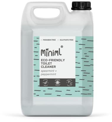 Miniml Eco Toilet Cleaner Spearmint & Peppermint 5L Refill - All Natural Limescale Remover, Descaler and Heavy Duty Refill Rim & Bowl Cleaning Liquid Antibacterial Bleach - 100% Vegan & Cruelty Free