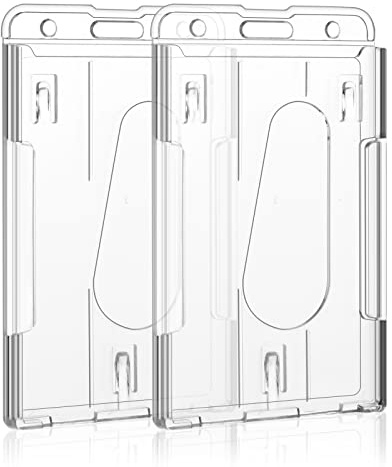 Vicloon Ausweishüllen, 2 Stück Transparent Karten Ausweishülle mit Daumenausschub, Vertikal Verwenden, Kartenhalter Hartplastik für Ausweise, Kreditkarten