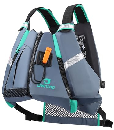 Owntop Swim Vest for Adult, Paddle Sports Swim Jackets with Adjustable Safety Strap, Premium Buoyancy Men Women Float Swim Vests for Kayaking Surfing Boating (Gray, M/L)