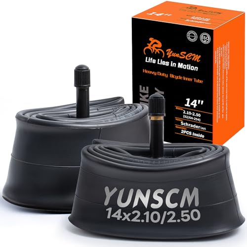 YUNSCM 2-ST 14 tum tunga cykelrör 14 x 2,10/2,50 AV32 mm Schrader-ventil 52/64-254 cykelrör kompatibla med 14 x 2,10 14 x 2,125 14 x 2,25 14 x 2,35 14 x 2 x 2,35 x 2,35 x 2,35 x 25 .40 1 4 x 2,50