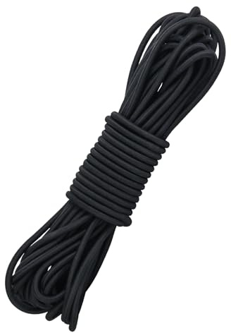 Gummirep 4 mm 12 m, svart expanderrep presenning väderbeständigt spännrep gummisnöre gummisnöre gummiband för gör-det-själv pyssel sömnad, bagage, camping (svart, 4 mm x 12 m)