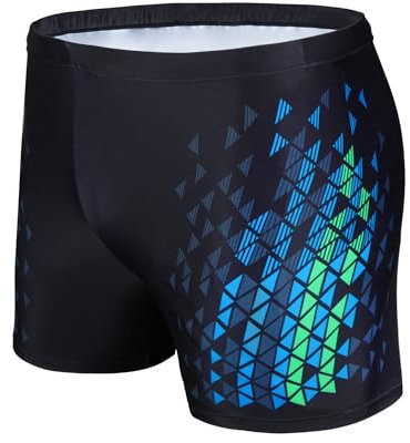 AMZSPORT Badehose Herren Kurz Schwimmhose Eng Wassersport Badeshorts mit Tunnelzug, Schwarzblau L