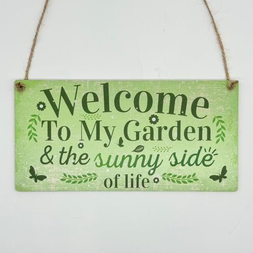 Second Ave Welcome To My Garden Wooden Hanging Rectangle Home Friend Garden Sign Plaque
