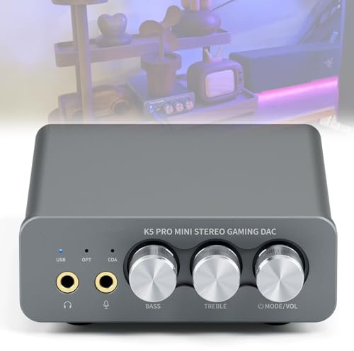 Mavdecll K5 Pro Stereo DAC Headphone Amplifier, Born for Gaming, HiFi Stereo Digital-to-Analog Audio Converter, Supports 3.5mm Microphone, Suitable for PS4/PS5/Switch Active Speakers