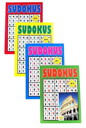 Sudokus Pack de 4 Libros 328 Pasatiempos En Español, Letra Grande En Español
