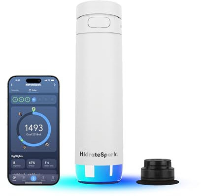 Hidrate Spark PRO 2 – Smart Bottle with Drink Reminders & Water Tracking, Great Gift Idea for New Year Resolutions – 621ml – Syncs with Apple Health, Fitbit, Smart Rings & Watches - Chug White
