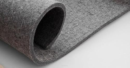 Tessuto spesso in feltro grigio 10 mm – 160 x 75 cm – robusto feltro di poliestere per artigianato, isolamento e isolamento acustico, Bertoni