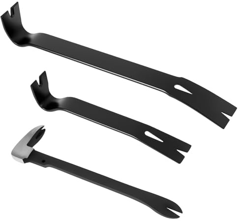 3-teiliges Brechstange Set mit Nagel-Hebeleisen 15 10 9 Brecheisen Klein Kohlenstoffstahl Nageleisen Flach für Zimmerei, Terrassenbau und Renovierung