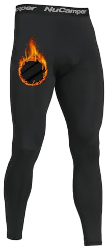 NuCamper Caleçon Long pour Homme - Pantalon Thermique Homme Caleçon Long Hiver Chaud sous Vetement Thermique Hommes à Séchage Rapide, Compression Base Layer Legging pour Le Ski Course à Pied(Noir,L)