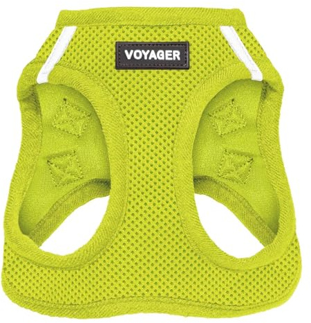 Best Pet Supplies Voyager Step-in Air Harness - All Weather Mesh, Reflective, No Pull Harness for Dogs, Cats - Secure with Hook & Loop Fastener, Buckle, Double D-Rings - Lime Green, XS