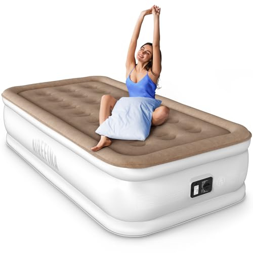 Airefina Cama de aire para 1 persona con bomba integrada, colchón de aire mejorado autoinflable en 3 minutos, colchón inflable para camping y hogar, cama de invitados portátil hinchable, 99 × 190 × 40