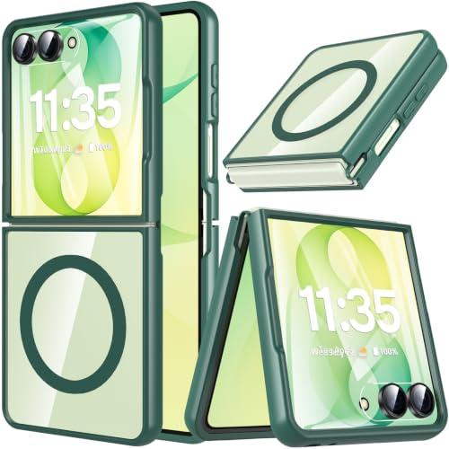 OWKEY för Samsung Galaxy Z Flip 8-fodral, magnetiskt Samsung flip 8-fodral kompatibelt med magsafe, [militärt skydd stöttålig] mobiltelefonfodral Samsung Flip 8 fodral transparent baksida tunt skydd