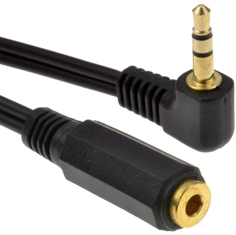 kenable 3.5mm Right Angle Stereo Jack to Socket Headphone Extension Cable 0.5m