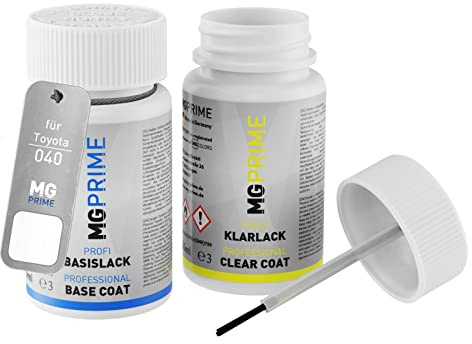 MG PRIME Billack lackstift för Toyota 040 Super White II + klarlack