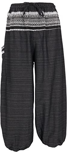 GURU SHOP Leichte Yogahose, Tai Chi Hose, Goa Hose, Freizeithose - Schwarz, Herren, Baumwolle