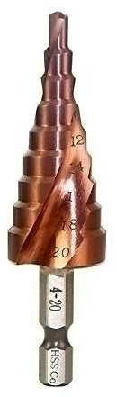 Mengshen Step Drill Bit 4-20mm M35 HSS-Co Spiral Groove Hex Shank, Multi-functional Drilling Tool HSS Cobalt Counterbore Hole Cutter for Wood Stainless Steel Cutting