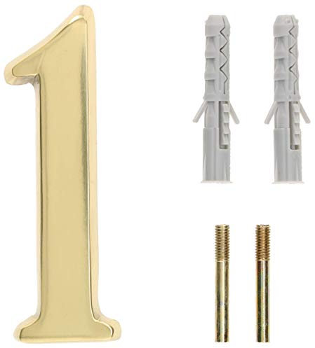 KOTARBAU® Numéro de maison 3D « 1 » en laiton - 10 cm - Pour maisons, établissements, hôtels, appartements - 100 % laiton