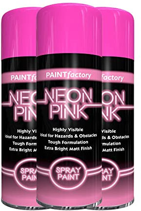 Classic Signature - 3 x Neon Pink Spray Paint 200ML Aerosol Spray Paint Fluorescent Bright Graffiti (Banksey) Matt Finish