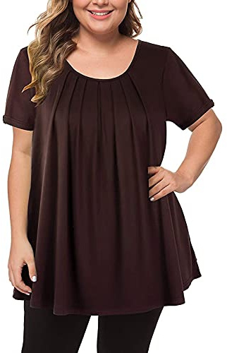 Toppar damer stora storlekar elegant – skjorta damer elegant kortärmad blus enfärgad sommarblus elegant festlig tunika oversize blusar lös t-shirt ledig bomull lång tröja/sweatshirt/damblusar