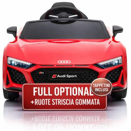 Auto Macchina Elettrica 12V NEW Audi R8 Spyder per Bambini Led MP3 con Telecomando Sedile in pelle Rossa