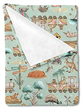 HawSkgFub Coperta neutra per neonati e bambine con treno animale australiano, idea regalo, coperta in pile di flanella a forma di canguro, morbida, calda e leggera, per neonati, 30 x 40 cm