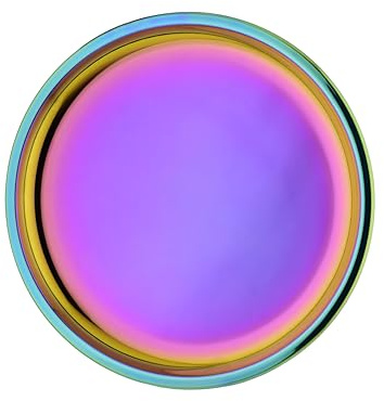 Ahimsa Stainless Steel Kids Plates, 9 Colorful Stainless Steel Plate, Pediatrician Designed & Non Toxic, Unbreakable, Dishwasher Safe, Rainbow