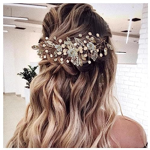 GWAWG Haarschmuck Hochzeit Braut Blumen Brautschmuck Haare Ranken Kristall Haarteil Silber für Frauen und Mädchen