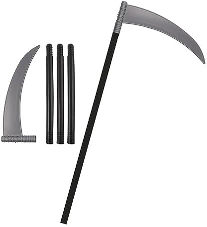 Ploutos World Wide Halloween Festive Grim Reaper Scythe Devils Toys Scary Festive Fun 4 Pieces 110cm Detachable Plastic Weapon For Halloween