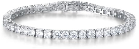 FANCIME April månadssten kubisk zirkonia CZ armband tennisarmband fina smycken bröllop brud bal födelsedagspresent för kvinnor henne, längd 18 cm bredd 4 mm, 3.03/7.68 inches, sterlingsilver